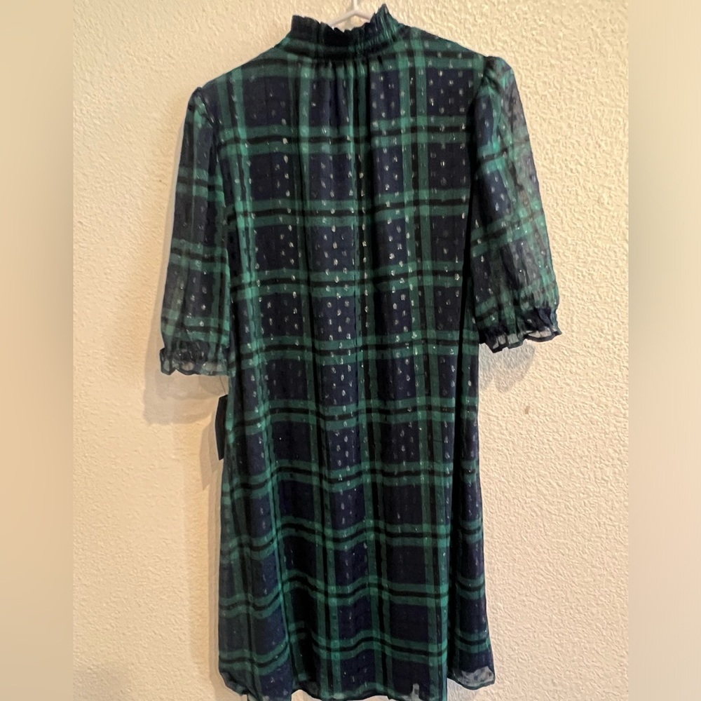 Tommy Hilfiger Plaid Mock Neck Long Sleeve‎ Chiffon Shift